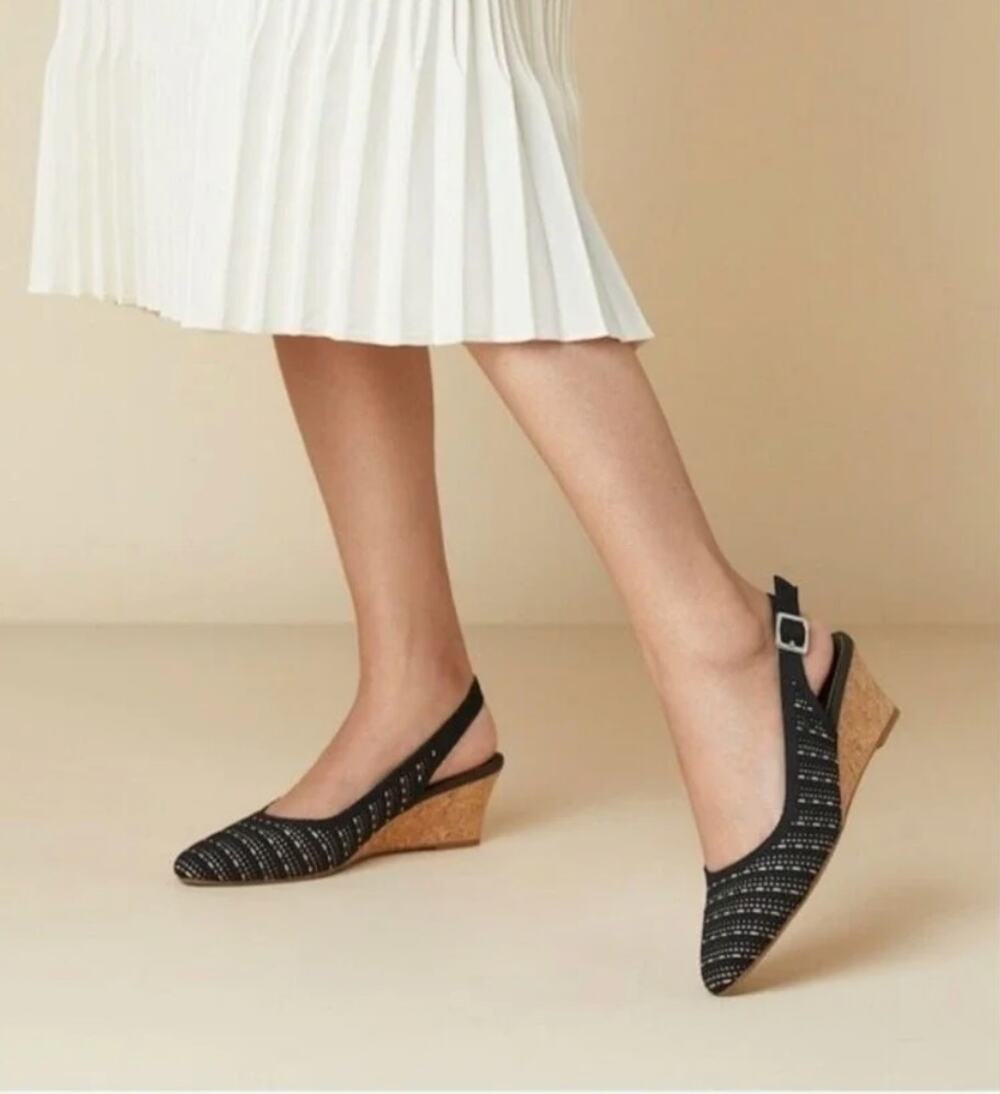 Vivaia Tamia Black Slingback Wedge Sandals Size 39 ( 8 US)